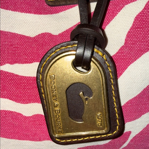 Dooney & Bourke denim Zebra  Tote pink and white - Picture 7 of 16